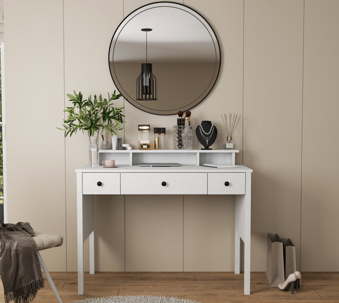 Hanah Home FRN-20083 Mesa de Maquillaje Madera y Blanco